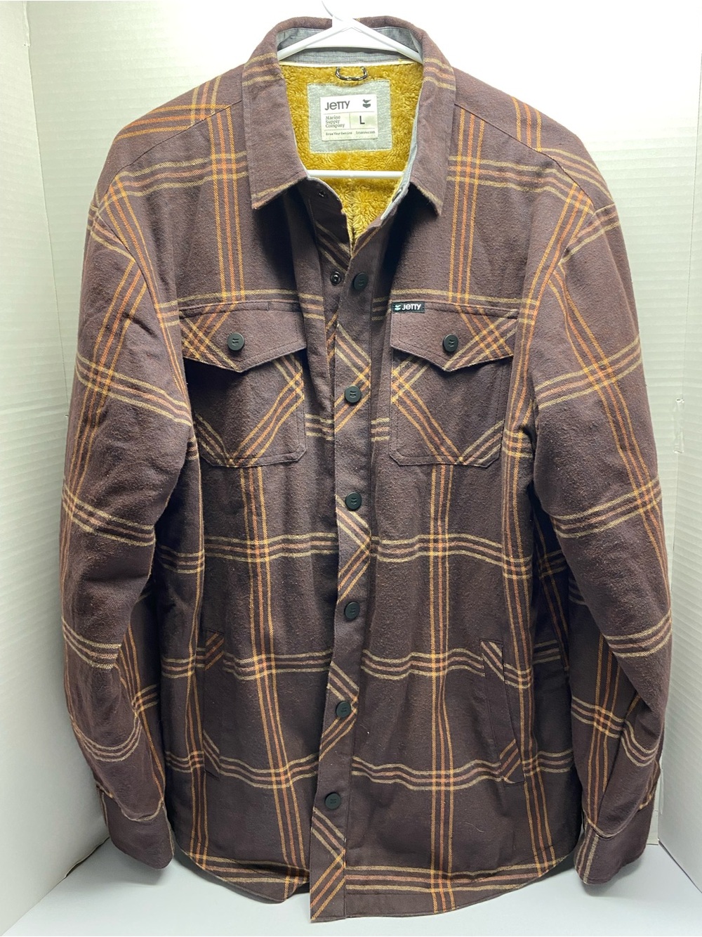 Jetty Men's Brown Plaid Sherpa-Lined Bomber Jacket